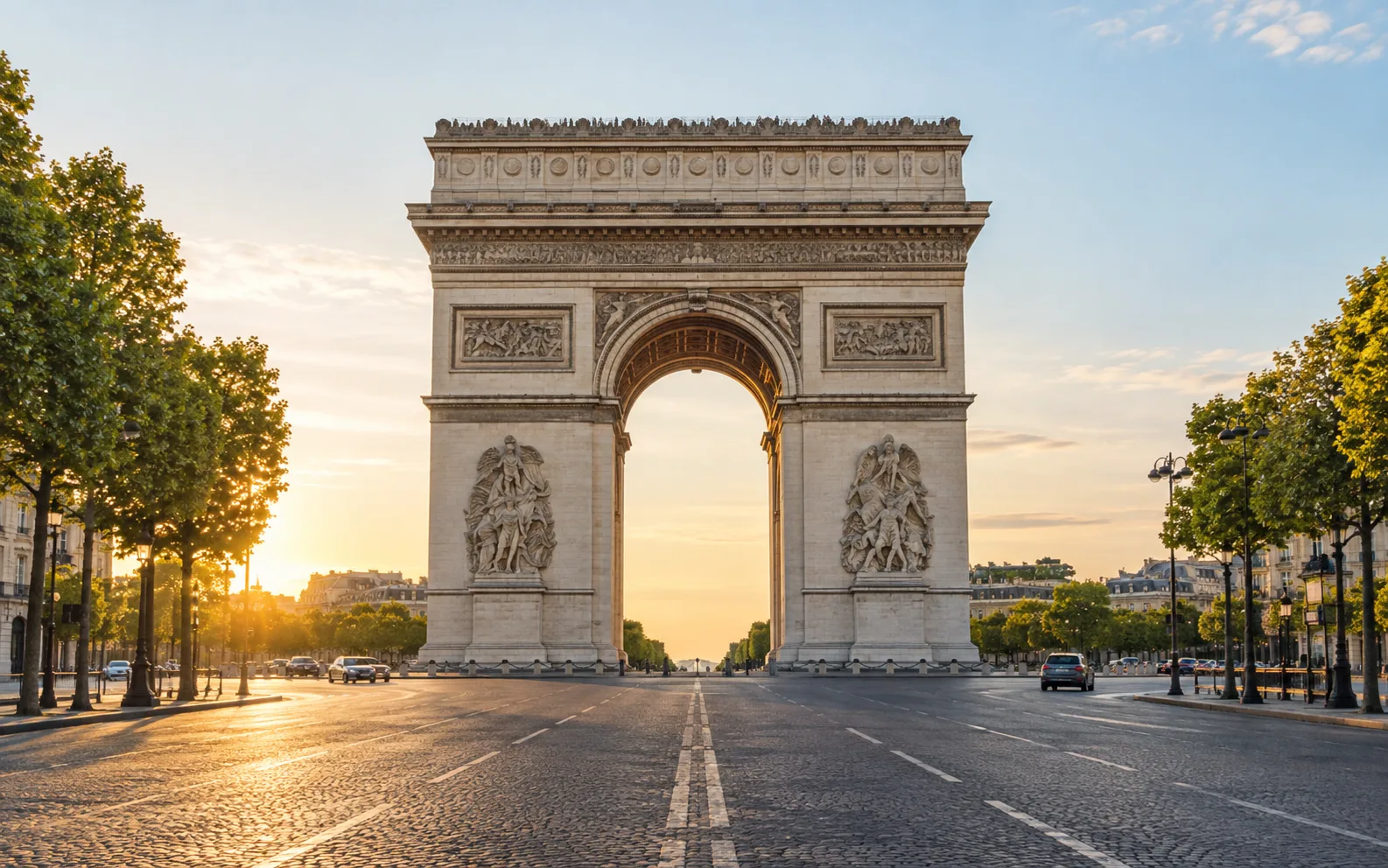 Arc de Triomphe in soft morning light